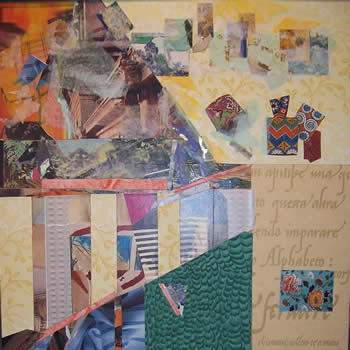 Anne Oldach collage at Station Gallery