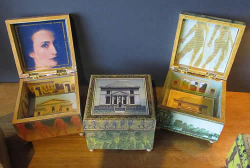 Randy Murphy collage boxes at Station Gallery